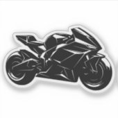 Futuristische motorfiets zwart-wit vector sticker (Voorkant)