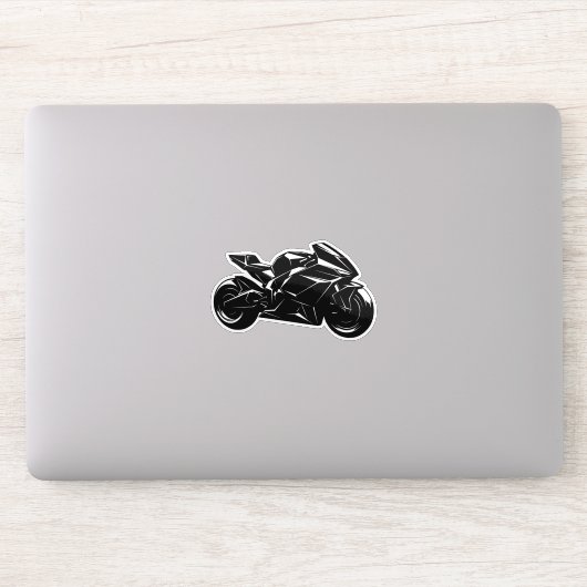 Futuristische motorfiets zwart-wit vector sticker (Computer)