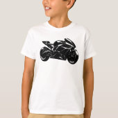 Futuristische motorfiets zwart-wit vector t-shirt (Voorkant)