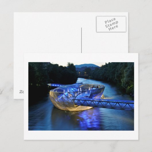 Futuristische Murinsel (Mur Island), Graz, Oostenr Briefkaart (Voorkant / Achterkant)