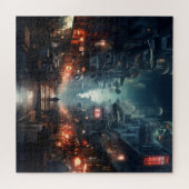 Futuristische nachtstad Cyberpunk Legpuzzel (Horizontaal)