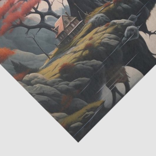 Futuristische Natuur Surreal Art Decoupage print Tissuepapier (Detail)