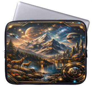 “Futuristische Natuurfusie – Luxe Tech Laptop Sleeve