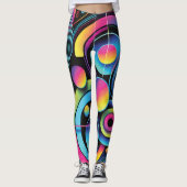 Futuristische Neon Abstracte Dames Leggings (Voorkant)