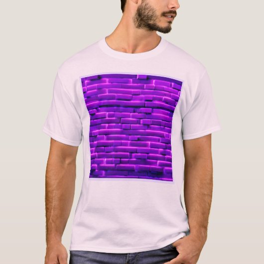 Futuristische Neon Brick Wall Design T-shirt (Voorkant)