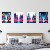 Futuristische Neon Cityscape Art Prints (Slaapkamer)