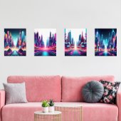 Futuristische Neon Cityscape Art Prints (Woonkamer)