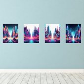 Futuristische Neon Cityscape Art Prints (Houten vloer)