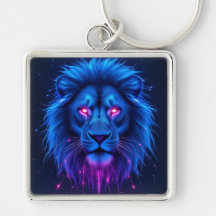 Futuristische Neon Cyber Leeuw Gloeiende Roze Ogen