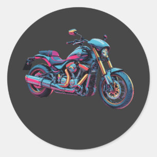 Futuristische Neon Cyberpunk Motorfiets Kunst Ronde Sticker