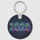 Futuristische Neon Glow 2026 Dubbelzijdig Sleutelhanger (Voorkant)