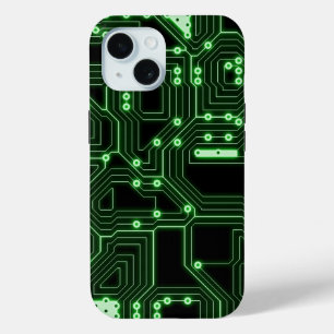 Futuristische Neon Green Circuit Board   Custom iPhone 15 Case