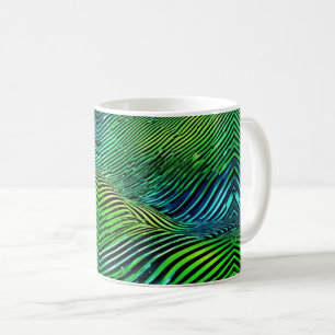 Futuristische Neon Groene Strepen  Koffiemok