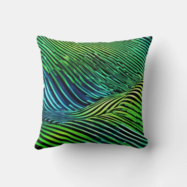 Futuristische neon groene strepen  kussen (Achterkant)