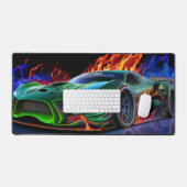 Futuristische neon groene supercar vuur bureaumat (Keyboard & Muis)