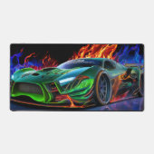 Futuristische neon groene supercar vuur bureaumat (Voorkant)
