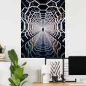 Futuristische Neon Hex Tunnels Poster (Thuiskantoor)
