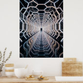 Futuristische Neon Hex Tunnels Poster (Keuken)