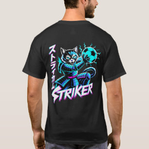Futuristische Neon Kat Aanvaller Cyberpunk Voetbal T-shirt