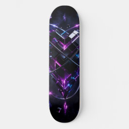Futuristische Neon Kubus Kolom Skateboard - 3D Paa