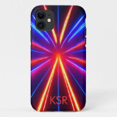 Futuristische neon laser lichtbundels monogram Case-Mate iPhone case (Achterkant)