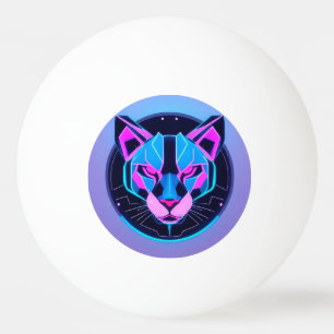 Futuristische neon panter Gezicht in geometrische  Pingpongbal
