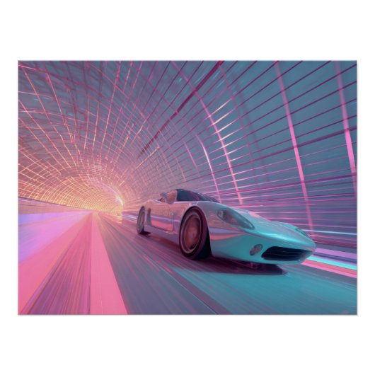 Futuristische Neon Snelheidstunnel Kunst Perfect Poster (Voorkant)