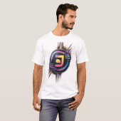 Futuristische Neon Tech Logo – Digitale kunstprint T-shirt (Voorkant volledig)