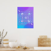 Futuristische neon vaporwave Abstract geometrisch Poster (Keuken)