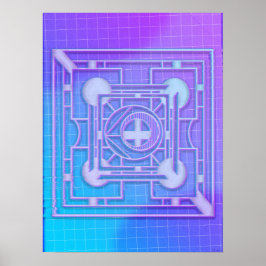 Futuristische neon vaporwave Abstract geometrisch Poster