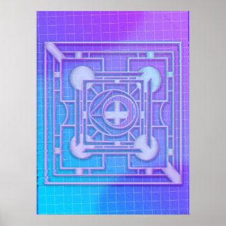 Futuristische neon vaporwave Abstract geometrisch Poster