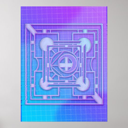 Futuristische neon vaporwave Abstract geometrisch Poster (Voorkant)