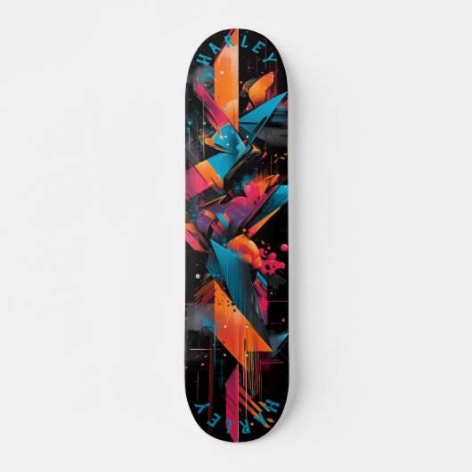 Futuristische Neon - Vetgedrukte Abstracte geometr Persoonlijk Skateboard (Voorkant)