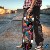 Futuristische Neon - Vetgedrukte Abstracte geometr Persoonlijk Skateboard