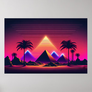 Futuristische neondromen van de faraohs poster