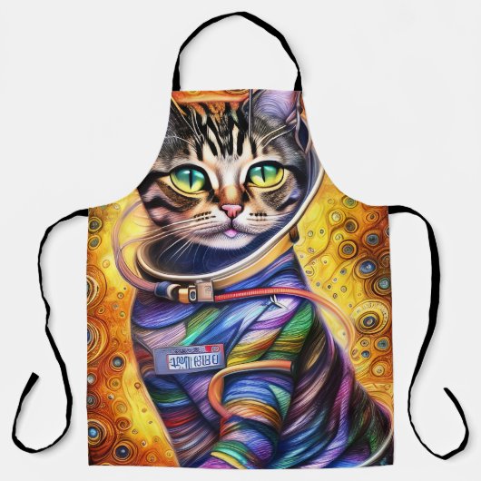 Futuristische neonkat schort (Voorkant)