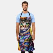 Futuristische neonkat schort (Gedragen)