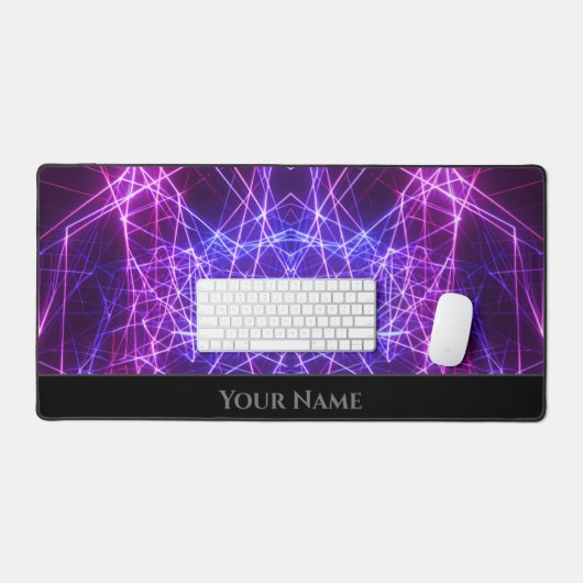 Futuristische neonlichten gloeiende netto structuu bureaumat (Keyboard & Muis)