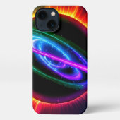 Futuristische neonneonnevel iPhone hoesje (Achterkant)