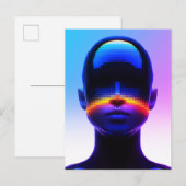 Futuristische Pixel Art Portrait – Digitaal Abstra Briefkaart (Voorkant / Achterkant)