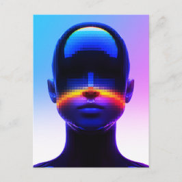 Futuristische Pixel Art Portrait – Digitaal Abstra Briefkaart