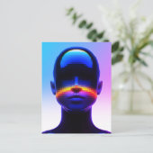 Futuristische Pixel Art Portrait – Digitaal Abstra Briefkaart (Staand voorkant)
