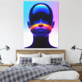 Futuristische Pixel Art Portrait – Digitaal Abstra Canvas Afdruk (Insitu (Slaapkamer))