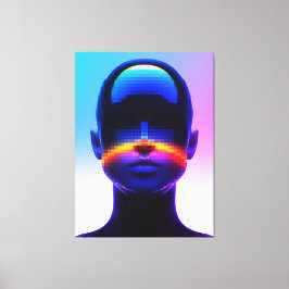 Futuristische Pixel Art Portrait – Digitaal Abstra Canvas Afdruk