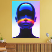 Futuristische Pixel Art Portrait – Digitaal Abstra Canvas Afdruk (Insitu (Woonkamer))