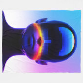 Futuristische Pixel Art Portrait – Digitaal Abstra Fleece Deken (Voorkant (Horizontaal))