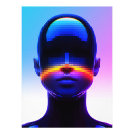Futuristische Pixel Art Portrait – Digitaal Abstra Foto Afdruk