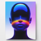 Futuristische Pixel Art Portrait – Digitaal Abstra Fotoplaat (Voorkant)