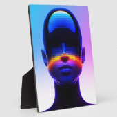 Futuristische Pixel Art Portrait – Digitaal Abstra Fotoplaat (Zijkant)