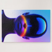 Futuristische Pixel Art Portrait – Digitaal Abstra Legpuzzel (Horizontaal)